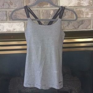 Patagonia gray striped tank top
